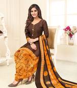 Brown printed crepe salwar