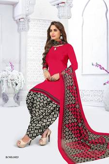 Red printed crepe salwar