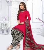 Red printed crepe salwar