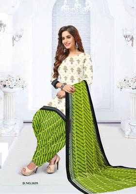 Cream printed crepe salwar 1