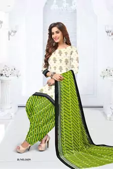 Cream printed crepe salwar