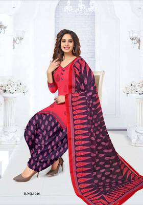 Red printed crepe salwar 1