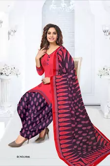 Red printed crepe salwar