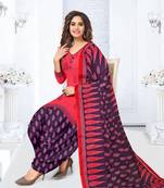 Red printed crepe salwar