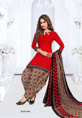 Red printed crepe salwar 1
