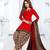 Red printed crepe salwar
