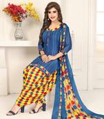 Blue printed crepe salwar