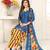 Blue printed crepe salwar