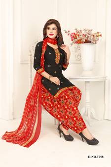 Black printed crepe salwar