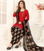 Maroon printed crepe salwar