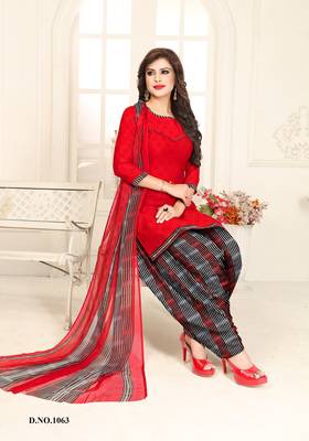 Red Printed Crepe Salwar 1