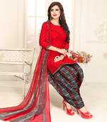Red Printed Crepe Salwar