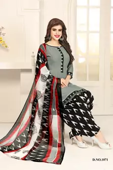 Grey printed crepe salwar