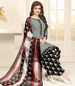 Grey printed crepe salwar