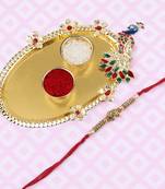 Rakhi Combo For BHAIYA/BHAI/BROTHER/BRO With Pooja Thali  Kumkum,chawal