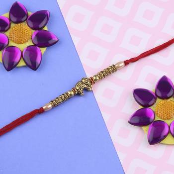 Rakhi Combo For BHAIYA/BHAI/BROTHER/BRO With Pooja Thali  Kumkum,chawal 4