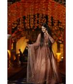 Brown Shaded Net Hand Work Stichhed Lehenga Choli