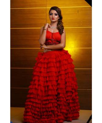 Red Party Wear Lehenga Choli 1