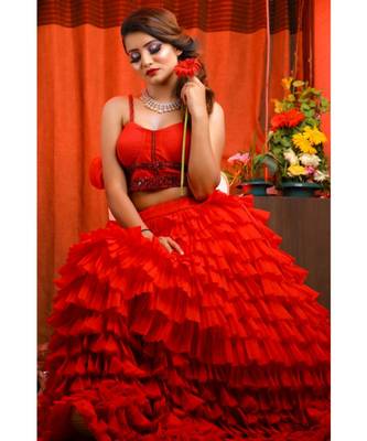 Red Party Wear Lehenga Choli 2