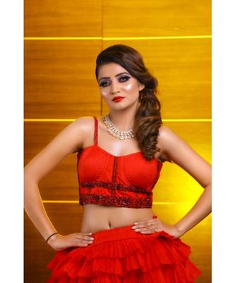 Red Party Wear Lehenga Choli 3