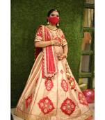 Red With Golden Raw Silk Baby Shower Bridle Lehenga Choli Dress