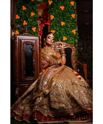 Golden Aplic Designer Bridal Lehenga Choli 4