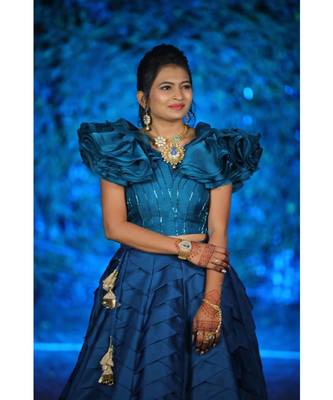 Blue Fancy Fabrics Plits Lehenga Choli 4