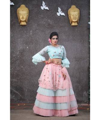 Olive Peach Designer Lehenga Choli 1