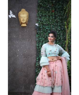 Olive Peach Designer Lehenga Choli 3