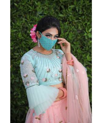 Olive Peach Designer Lehenga Choli 4