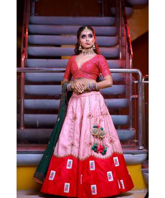 Peach White Designer Lehenga Choli Set For Women 1