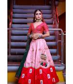 Peach White Designer Lehenga Choli Set For Women