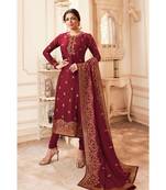 Maroon embroidered silk salwar