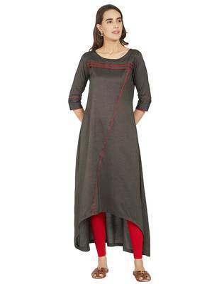 Grey printed viscose kurtas-and-kurtis 1