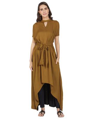 Brown printed rayon kurtas-and-kurtis 1