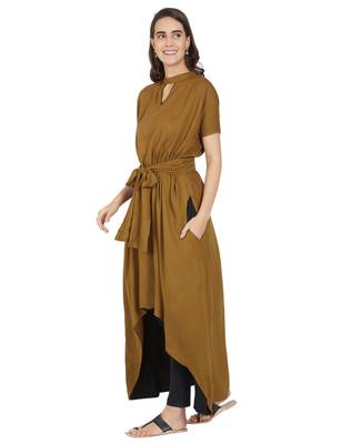 Brown printed rayon kurtas-and-kurtis 2