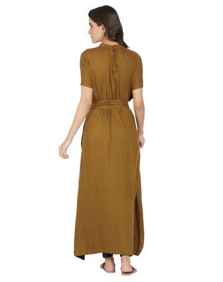 Brown printed rayon kurtas-and-kurtis 3