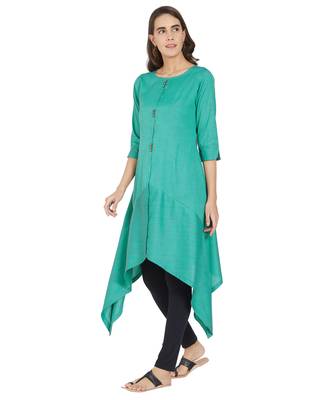 Blue printed polyester kurtas-and-kurtis 2