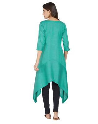Blue printed polyester kurtas-and-kurtis 3