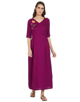 Magenta printed rayon kurtas-and-kurtis 1