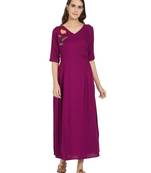 Magenta printed rayon kurtas-and-kurtis