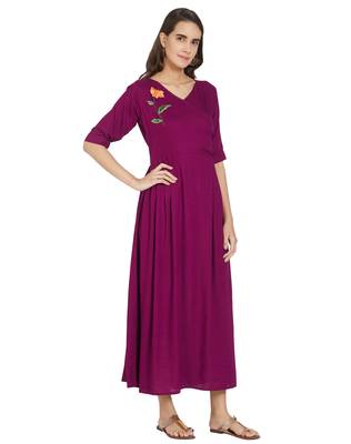 Magenta printed rayon kurtas-and-kurtis 2