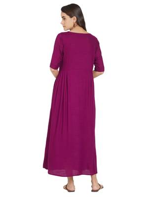 Magenta printed rayon kurtas-and-kurtis 3