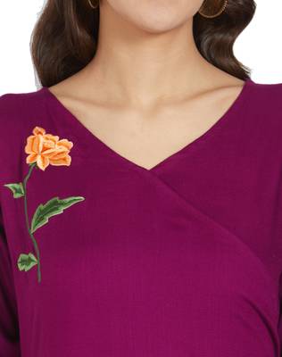 Magenta printed rayon kurtas-and-kurtis 4