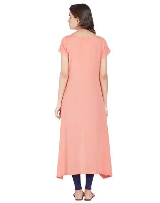 Peach printed linen kurtas-and-kurtis 3