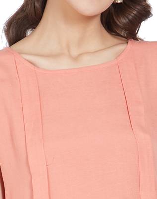 Peach printed linen kurtas-and-kurtis 4