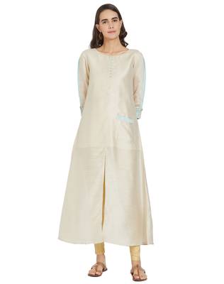 Cream printed art silk kurtas-and-kurtis 1