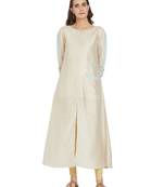 Cream printed art silk kurtas-and-kurtis