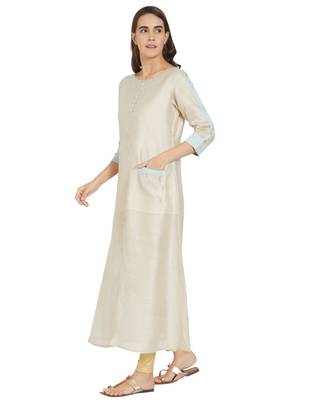 Cream printed art silk kurtas-and-kurtis 2
