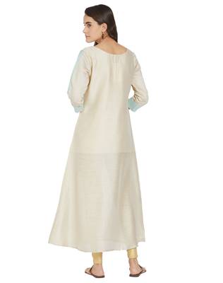 Cream printed art silk kurtas-and-kurtis 3